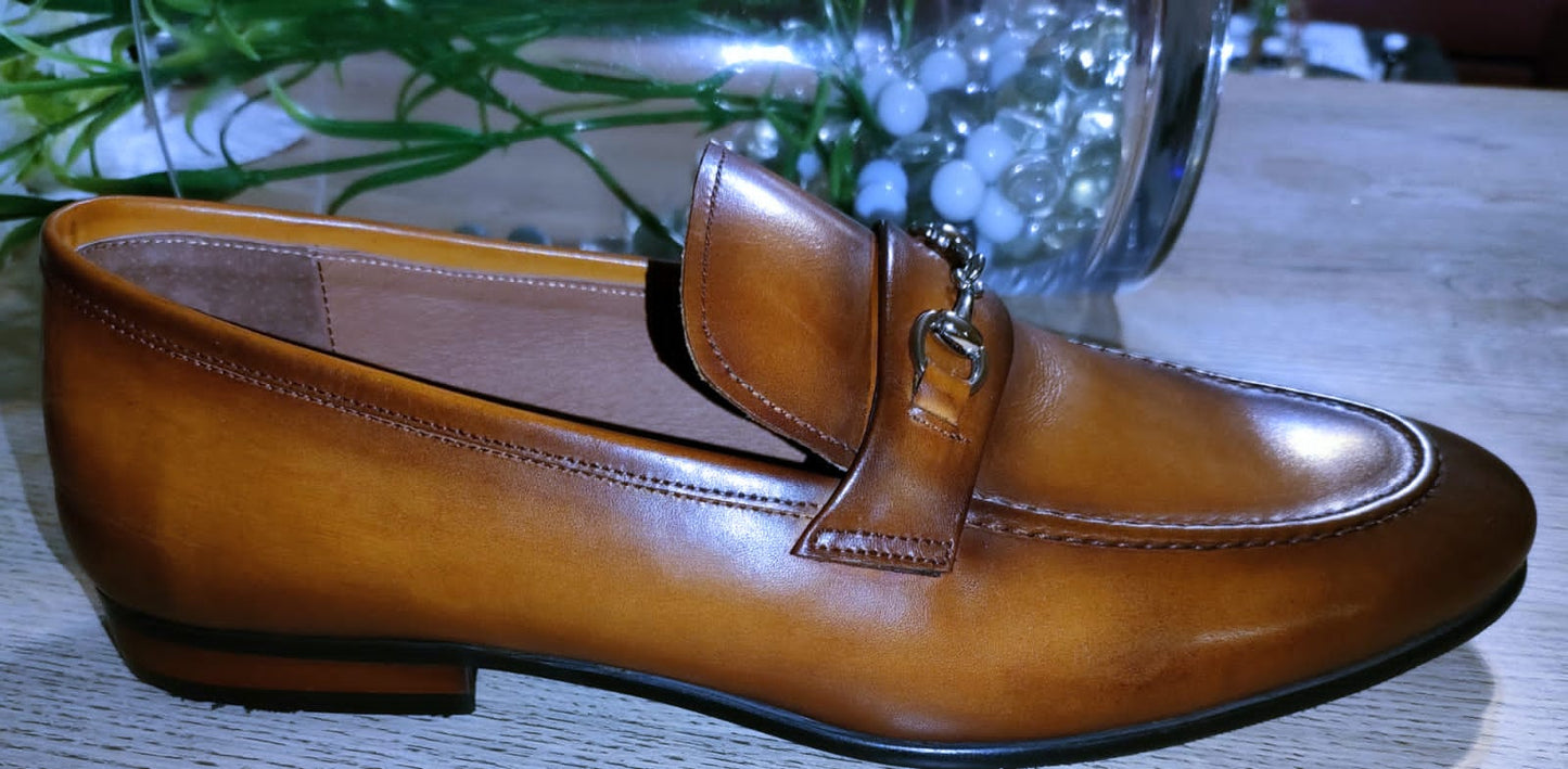 Maziya Brown Loafer Gold Strap Top - Image #1